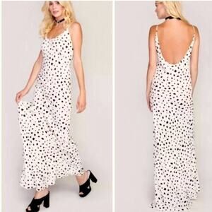 Wildfox Confetti Dot Maxi Dress womens size SMALL Black & White low cut back
